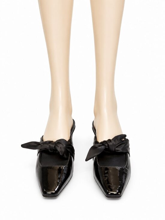 Jeffrey Campbell Shoes - Jeffrey Campbell "Jenae-Tie" Black Patent & Satin Mules - Size 11